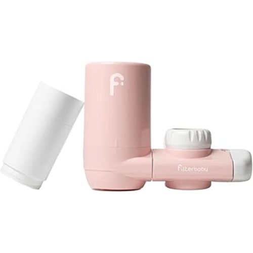 Filterbaby 1.0 Faucet - Mounted Water Filter for Skin Care - Hydrate & Brighten Skin While it Cleans - Fits Most Standard US Faucets - Three Settings (Pink)