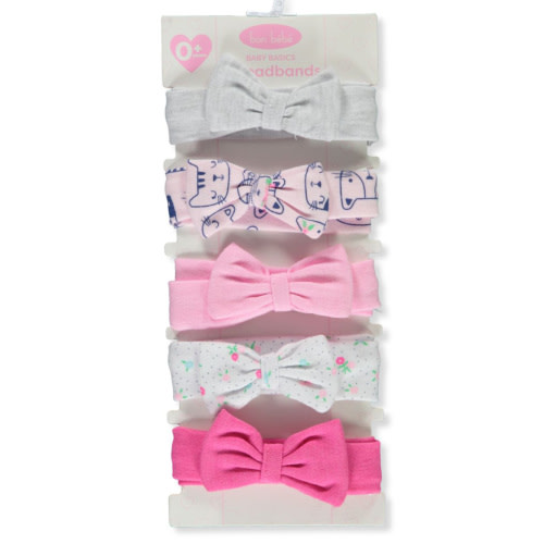 Bon Bebe Baby Girls' 5-Pack Headband Set - pink/multi, one size