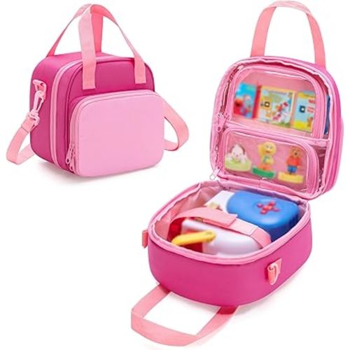 LoDrid Carrying Case Compatible with Little Tikes Story Dream Machine Starter Set, Multiple Pockets for Books and Accessories, Pink, Bag Only (Patent Design)