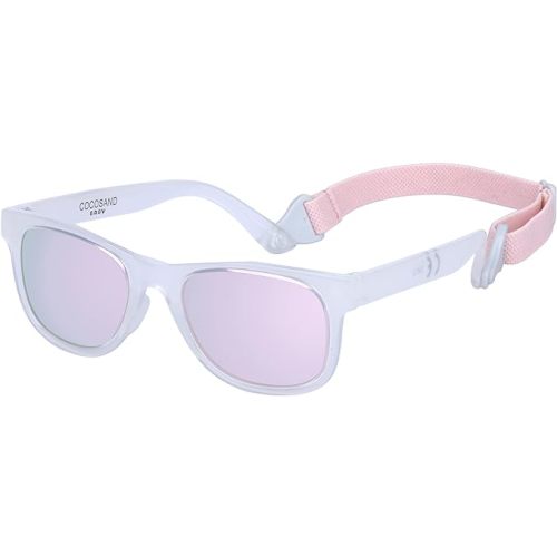 COCOSAND Baby Sunglasses with Strap UV400 Protection Flexible Frame For Girls Boys Age 0-24months - TPE - Transparency