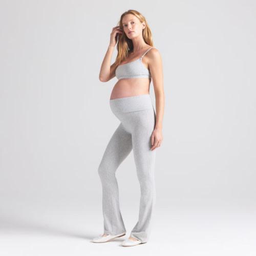 SKIMS COTTON JERSEY MATERNITY FOLDOVER PANT | LIGHT HEATHER GREY