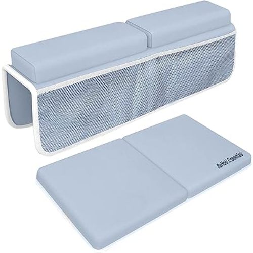 Bahoki Essentials Bath Kneeler Set - Bathtub Kneeling and Elbow Rest Pad - Thick Memory Foam Arm and Knee Support While Bathing Newborn Babies or Toddler - with Mesh Organizer for Baby's Toys