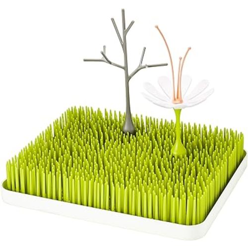 Boon Lawn Countertop Baby Bottle Drying Rack Bundle - Includes Lawn w/ Antimicrobial Tray, Twig, and Stem Baby Drying Accessories - Baby Bottle Organizer and Dryer - Baby Bottle-Feeding Supplies