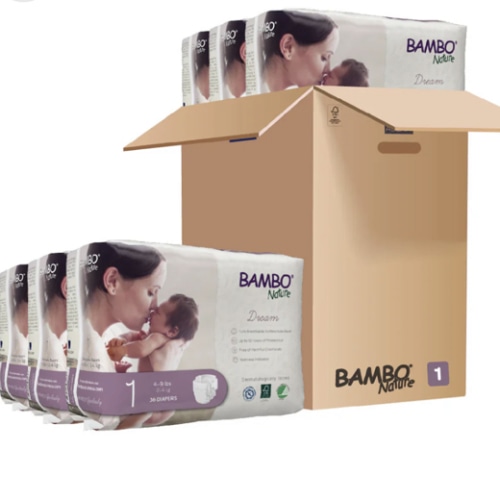 Bamboo Nature Size 1/NB Case: 216 count Dream Diapers