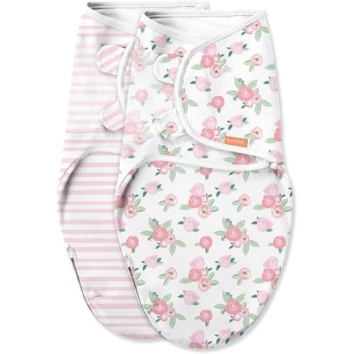 SwaddleMe Luxe Easy Change Swaddle – Size Small/Medium, 0-3 Months, 2-Pack (Water Color Floral)