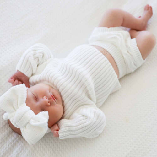 Knit Sweater & Lace Bloomer Set | Dove