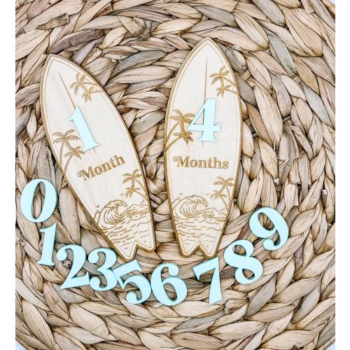 Surf Board Baby Monthly Milestone Markers, Surfer Milestone Discs, Boy Milestone Discs, Baby Shower, Baby Photo Props, Boy First Year Photos