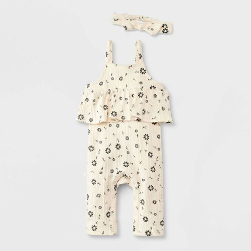 Grayson Mini Baby Girls' Floral Romper with Headband - Off-White, Size: Infant6-9M