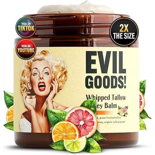 Whipped Beef Tallow and Manuka Honey Balm, 4oz, Citrus, Grass Fed Grass Finished Organic Face Cream, Moisturizer, Body Lotion, Skin Care and Lip Balm (4 oz, Citrus)
