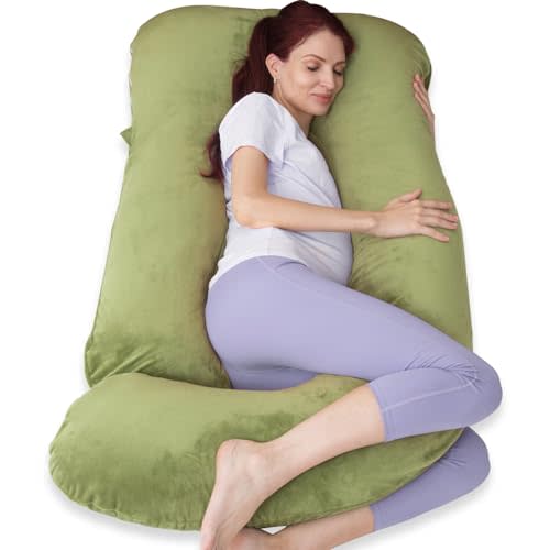 60 Inch Pregnancy Pillow for Sleeping (Green) | Extra Large U Shaped Body Pillow, Maternity Pillow for Pregnant Women
