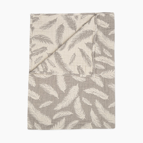 Crane Baby Cotton Muslin Jacquard Blanket - Grey Feather