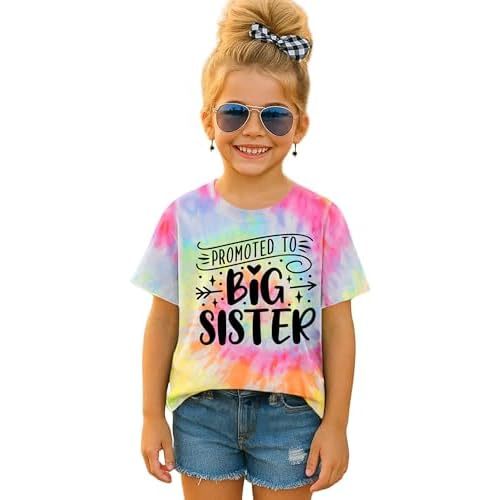 Big Sister Shirts for Girls Toddler Girls Promoted to Big Sister Tee Tops Short Sleeve Summer Clothing