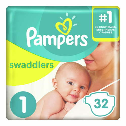 Pampers Swaddlers Newborn Baby Dry Diapers Size 1, 32 Count