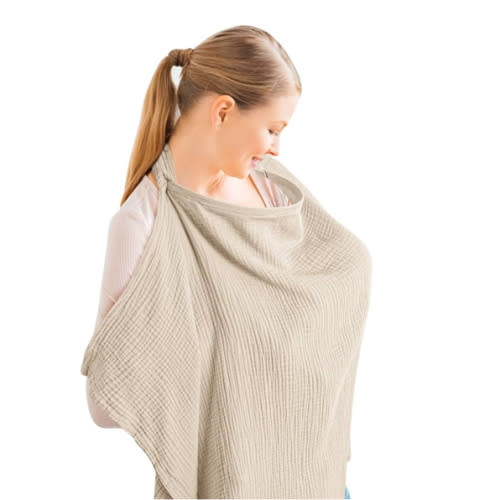 Konssy Muslin Nursing Cover for Baby Breastfeeding, Breathable 100% Cotton Breastfeeding Cover with Rigid Hoop for Mother Nursing Apron, Multi-use Carseat Canopy (Summer Wheat)