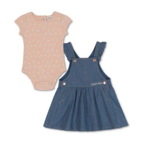 Baby Girls 2-Pc. Ribbed Bodysuit & Denim Jumper Set (size 3-6m)