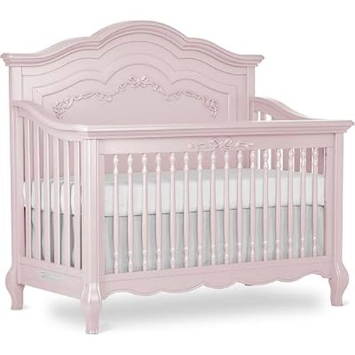 Evolur Aurora 5-in-1 Convertible Crib in Dusty Rose, Greenguard Gold Certified, Features 3 Mattress Height Settings, Sturdy and Spacious Baby Crib, Wooden Furniture