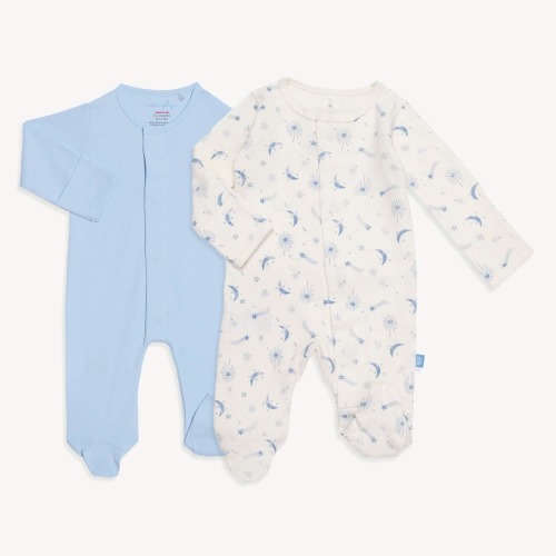 moonbeam blue organic cotton magnetic footies | 2 set – Magnetic Me