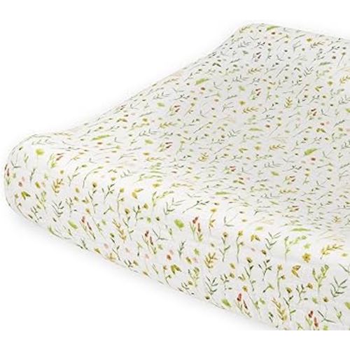 Little Unicorn 100% Certified Organic Changing Pad Cover | Extra Soft & Breathable Muslin Fabric - Floral Field