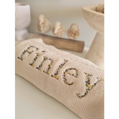 Personalized Organic Cotton Baby Blanket: Vine Embroidered Newborn Gift
