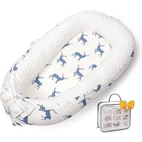 Baby Lounger-Baby Lounger for Newborn,Breathable & Soft Baby Nest Cover Co-Sleeping for Baby 0-24 Months, Babies Essentials Gifts Portable Infant Lounger,Baby Floor Seat for Home and Travel(Elk)