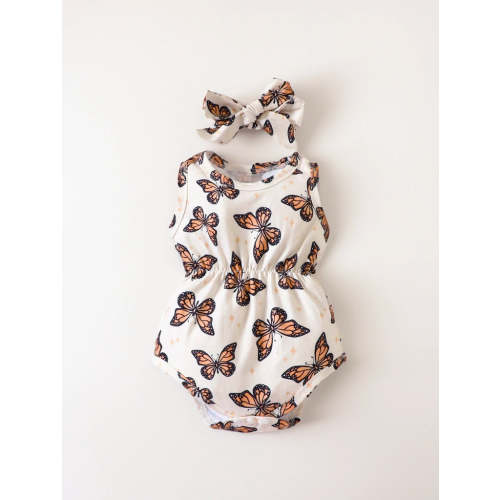 2 piece Baby Girl Butterfly Bodysuit &amp; Headband