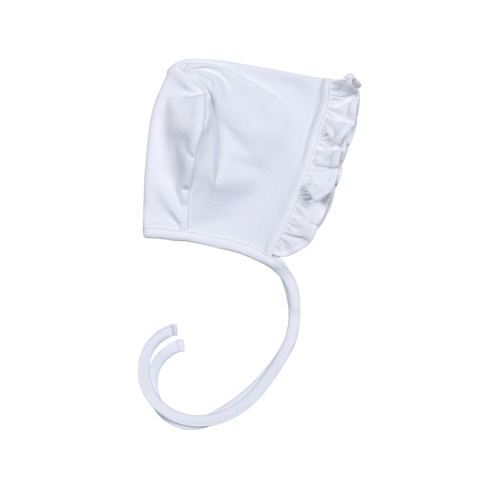 WHI-215 WHITE RUFFLES PIMA BONNET