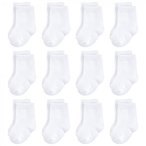Touched by Nature Baby Unisex Organic Cotton Socks, White 12-Pack, 0-6 Months