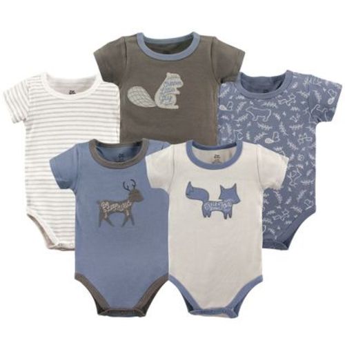 Yoga Sprout Baby Boy Cotton Bodysuits 5pk, Forest, 0-3 Months