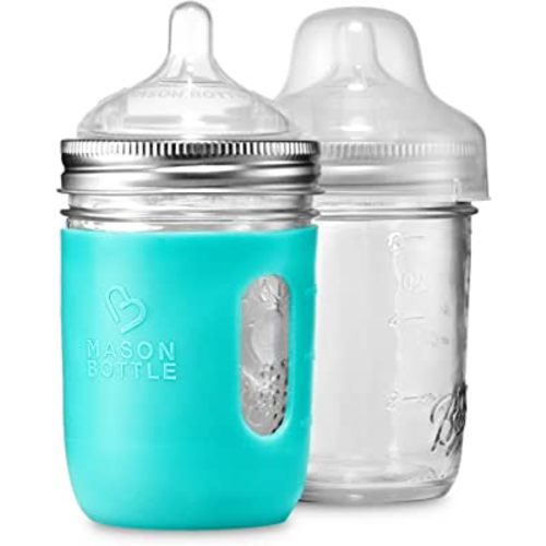 Mason Bottle 8 Ounce Glass Baby Bottles DIY Kit: Convert Your Mason Jars from Home, Non-Toxic, BPA and BPS Free, 100% Made in The USA