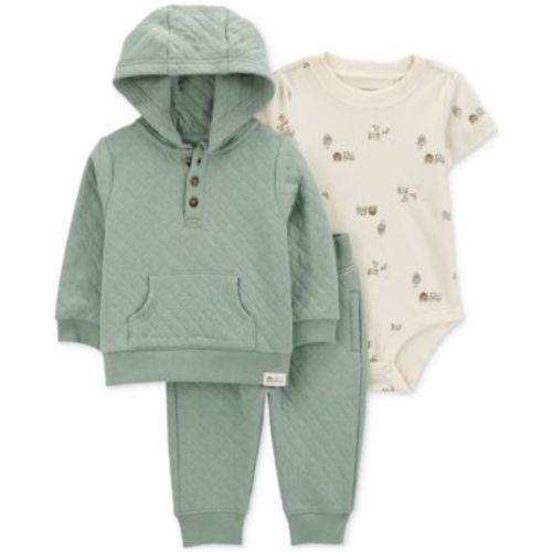 Baby Boys Quilted Little Pullover Cardigan, Bodysuit & Pants, 3 Piece Set