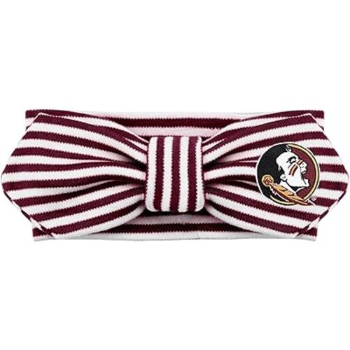Creative Knitwear Florida State Seminoles Infant Girls Garnet/White Striped Hair Knot Headband Embroidered Logo - Size Newborn - 4T