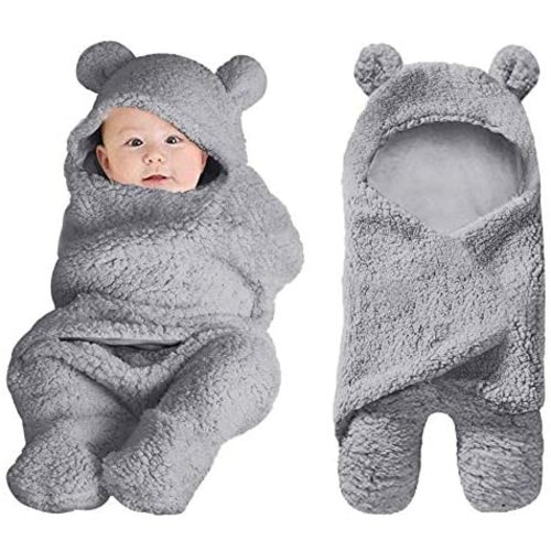 XMWEALTHY Cute Baby Items Newborn Plush Nursery Swaddle Blankets Soft Infant Girls Clothes Grey