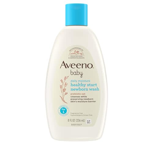 Aveeno Baby Healthy Start Nourishing Newborn Wash, Hypoallergenic Baby Body Wash with Prebiotic Oat Gently Cleanses Delicate Newborn Skin, Fragrance-Free, Tear-Free, Paraben-Free, 8 fl. oz