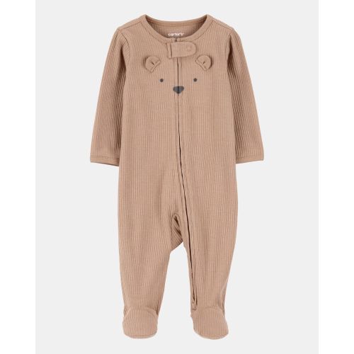 Bear 2-Way Zip Ribbed Sleep & Play Pajamas - Brown - Carter's | Carter's