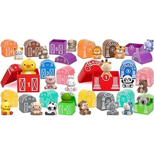 20 Pcs Farm Animals Toy and 20 Pcs Safari Animals Toy for 1 2 3 Years Old Toddlers, Counting and Sorting Toys for Preschool Learning