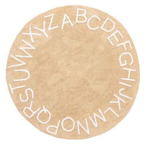 Nuloom Alphabet Pet Friendly Machine Washable Area Rug, Round 4', Ivory