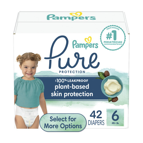 Pampers Pure Baby Diapers Size 6, 42 Count (Select for More Options)