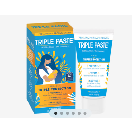 Triple Paste Diaper Rash Cream for Baby - 3 oz Tube - Zinc Oxide Ointment Treats, Soothes and Prevents Diaper Rash - Pediatrician-Recommended Hypoallergenic Formula with Soothing Botanicals