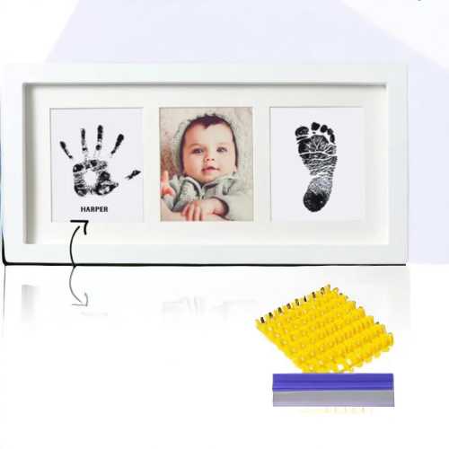 Baby Handprint & Footprint Keepsake Kit – Large 13.5x7 Inch Photo Frame with Mess-Free Ink Pad, Perfect Baby Shower Gift for New Parents