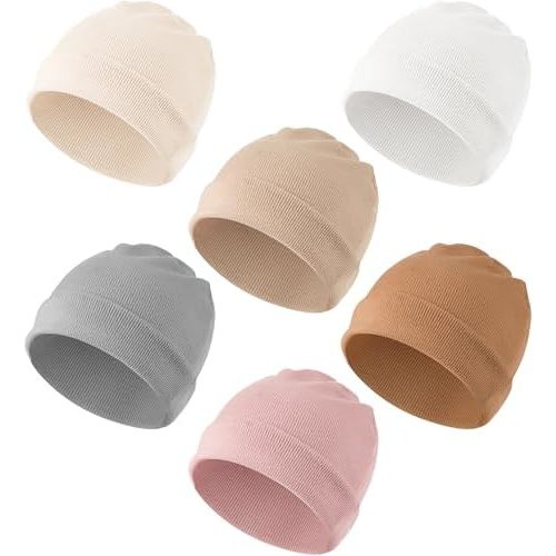 Konssy 6 Pack Baby Beanie Hats for Unisex, Toddler Beanies Baby Girl Boy Hat Warm Cap for Baby, Infant, Toddler