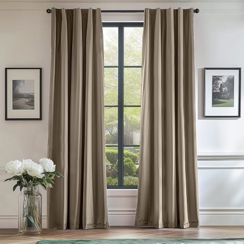 Lazzzy Tan Velvet Curtains Room Darkening Thermal Insulated Curtains 72 Inch Length Window Drapes for Bedroom Living Room Super Soft Luxury Window Treatment 2 Panels Rod Pocket