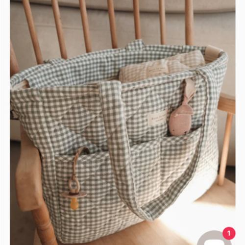 Ensemble MAMA Vichy - Sac à couches et pochette
