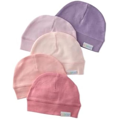 Charlie 5-Pack Caps 100% Organic Cotton Beanie Hats for Newborn and Baby Girls, Boys, Unisex​