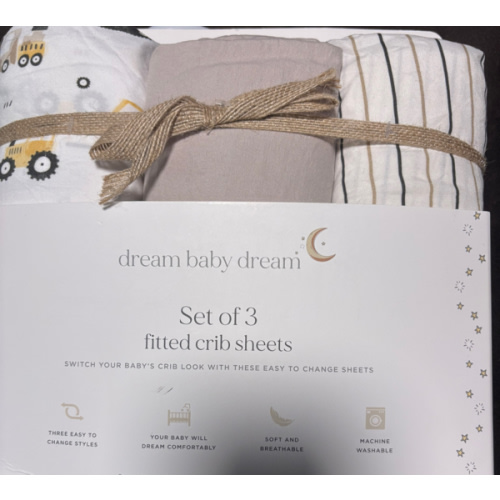 NWT Dream Baby Dream Set Of 3 Fitted Crib/Toddler Sheets