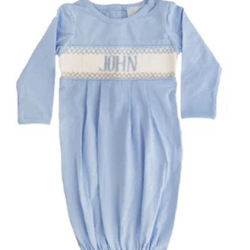 Solid Blue Baby Snuggles Custom Nightgown and Cap