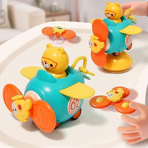 3 in 1 High Chair Toys with Suction Cups Spinner Baby Toys for Babies 6-12 Months,Infant Teething Tray Rattle Bath Toys for Babies 12-18 Months Toddlers Boy Girl Birthday Gifts