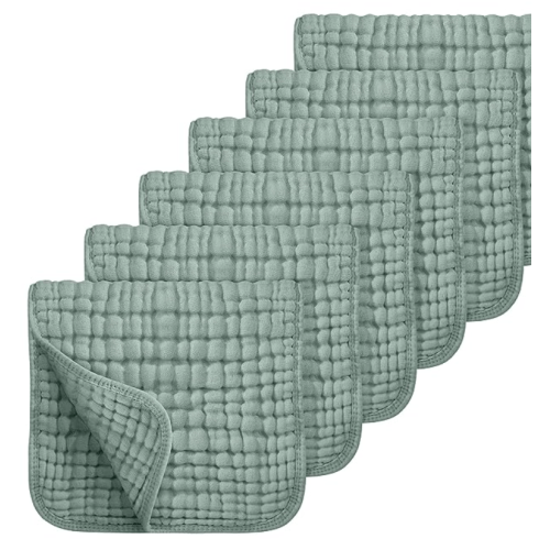 Amazon.com: Looxii Muslin Burp Cloths 100% Cotton Large 20''x10'' Extra Soft and Absorbent 6 Pack Baby Burping Cloth for Boys Girls (Dark Green) : Baby