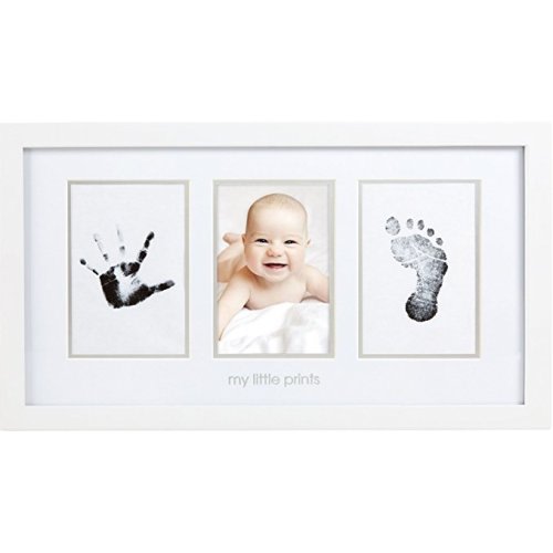 Pearhead Babyprints Newborn Baby Handprint and Footprint Photo Frame Kit and Included Safe For Baby Clean-Touch Ink Pad, White