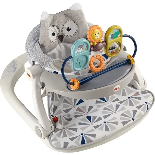 Fisher-Price Portable Baby Chair Premium Sit-Me-Up Floor Seat with Snack Tray, Activity Toys & Plush Washable Seat Pad, Owl Love You