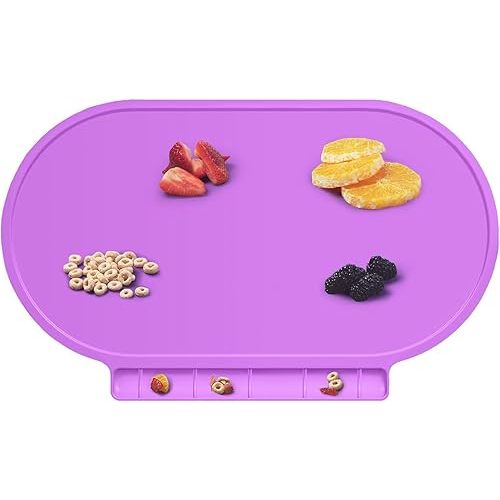 Silicone Placemat for Baby, Silicone Baby Toddlers Non-Slip Tablemats Stain Resistant Anti-Skid Reusable Dishwasher Safe Table Mats, Portable Food Mat Travel (Purple)